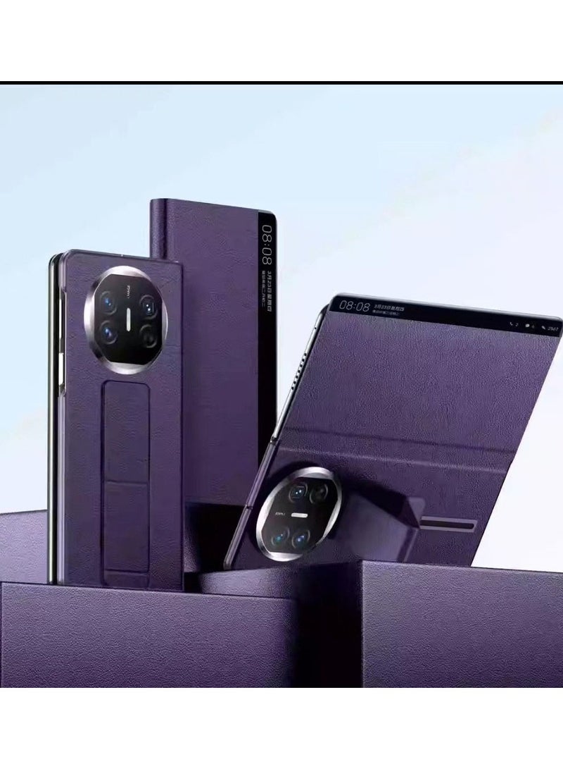 general Case for Honor Magic V3 (2024),Magnetic Anti-fall Shockproof Flip Case,Leather Ultra-Thin Protective Cover with Auto Sleep/Wake and Wrist Strap