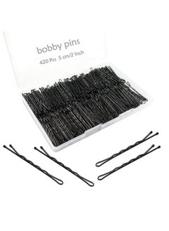 Bobby Pins Black For Women 420 Count With Box, YINGFENG 1.97 inch Premium Black Wavy Hair Bobby Pins, Reusable Non Slip Hair Pins, For Buns, Thick Hair Thin Hair And All Hair Types