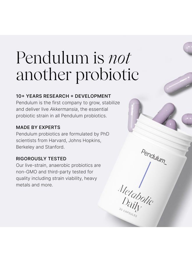 Pendulum ميتابوليك ديلي - بروبيوتيك متعدد السلالات مع أكيرمانسيا موشينيفيلا لدعم الأيض والحفاظ على مستويات الطاقة - للنساء والرجال - 30 كبسولة (عبوة واحدة) - Image 5