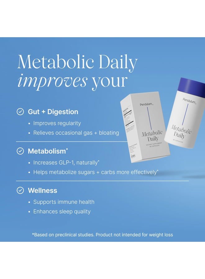 Pendulum ميتابوليك ديلي - بروبيوتيك متعدد السلالات مع أكيرمانسيا موشينيفيلا لدعم الأيض والحفاظ على مستويات الطاقة - للنساء والرجال - 30 كبسولة (عبوة واحدة) - Image 2