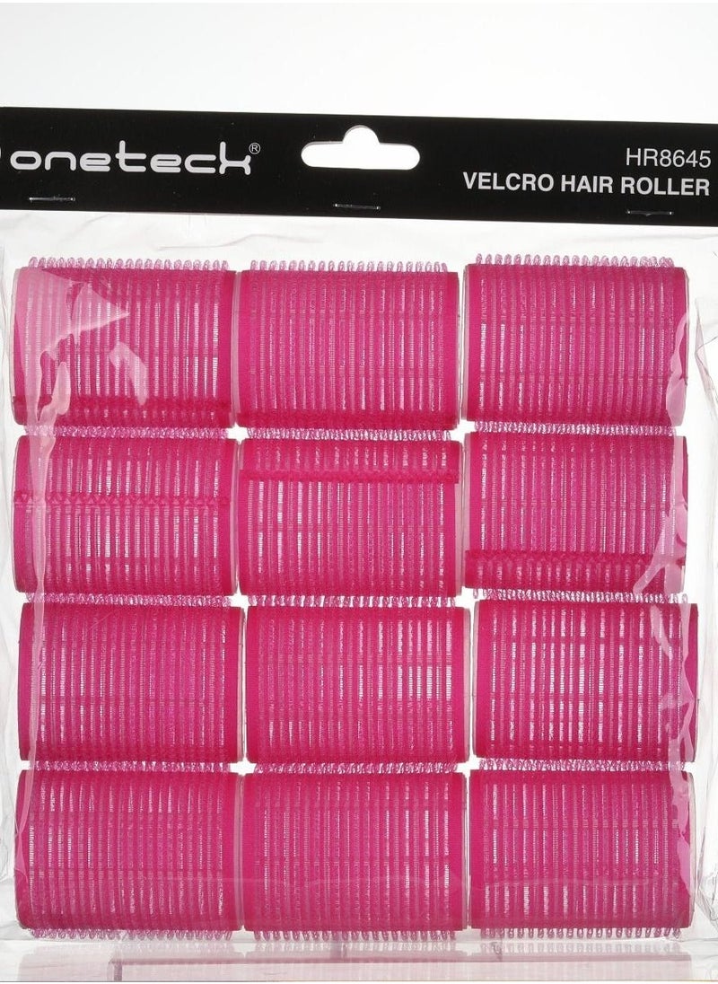 Onetech بكرات شعر فيلكرو وردية اللون من Onetech مقاس 62 مم × 45 مم | 1 × 12 
