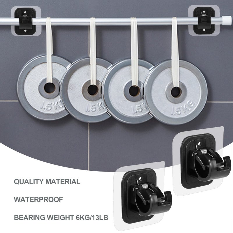 Codoule 14PCS No Drill Curtain Rod Brackets No Drilling Self Adhesive Curtain Rod Holder Hooks Nail Free Adjustable Curtain Rod Hooks Curtain Hangers for Bathroom Kitchen Home Bathroom and Hotel (14PCS Black) - Image 5
