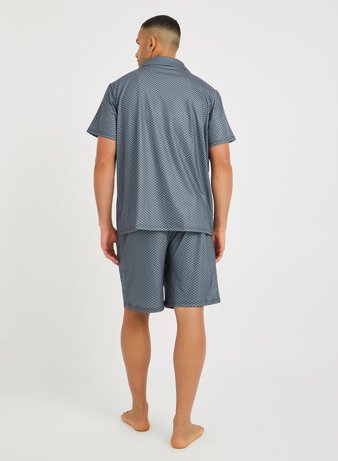 ستايلي طقم بيجامة قصير بأكمام قصيرة مطبوعة - Image 5