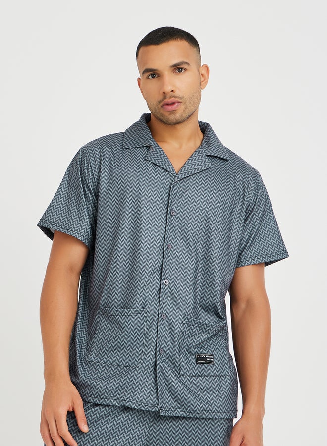 ستايلي طقم بيجامة قصير بأكمام قصيرة مطبوعة - Image 2