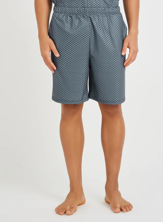 Styli Styli Printed Short Sleeve Shirt and Shorts Pyjama Set