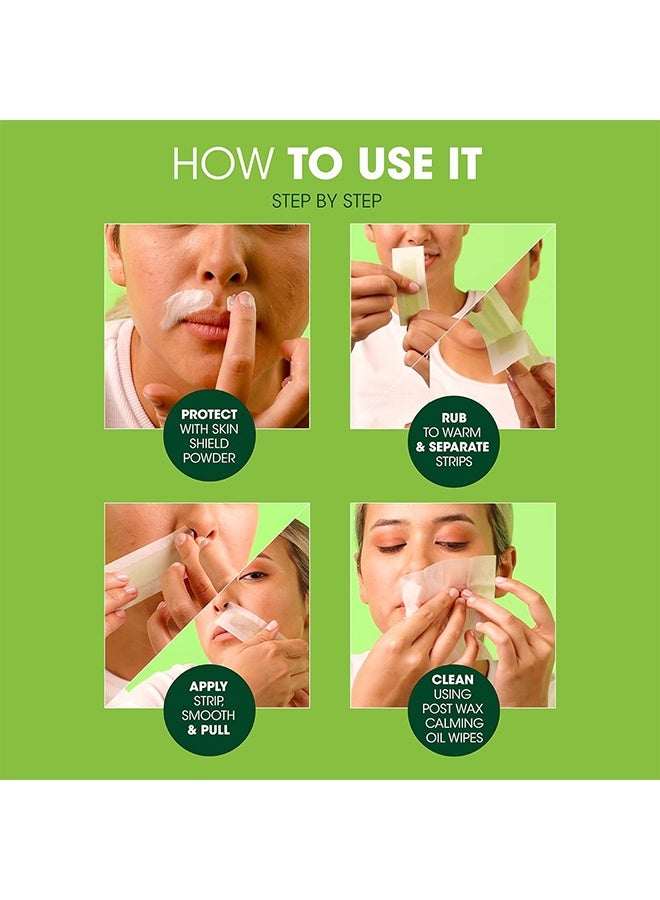 OUHOE Facial Wax Strips - Double Sides Facial Body Wax Strips, Waxing Kit with 40 Face Wax Strips and 6 Calming Oil Wipes - Image 5