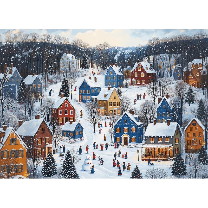 lamplig Christmas Puzzles 1000 Pieces for Adults Snow Village Jigsaw Puzzles Celebrate Christmas Puzzle Gift for Family and Friend Puzzles 1000 Piece with Letters on Back 11 Poster275x196 inch - Image 3