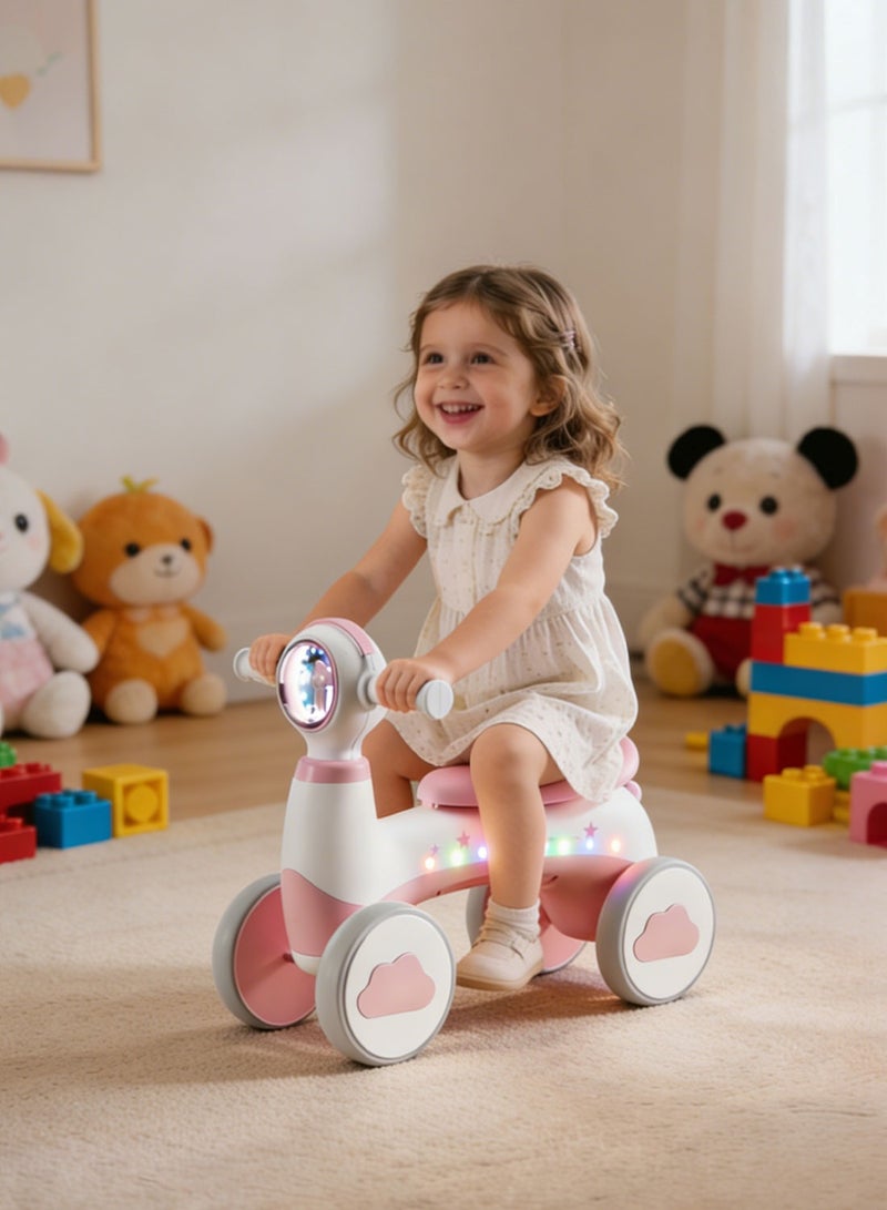 Sharpdo Children's Balance Bike, 4-Wheel Balance Bike for Boys and Girls 1-6 Years Toddler and Baby, Ride on Toys with Light and Music Indoor Outdoor Fun - Image 1