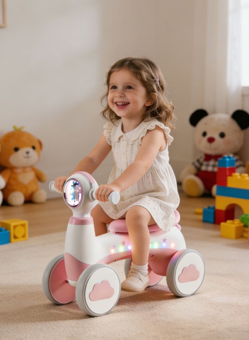 Sharpdo Children's Balance Bike, 4-Wheel Balance Bike for Boys and Girls 1-6 Years Toddler and Baby, Ride on Toys with Light and Music Indoor Outdoor Fun - Image 1