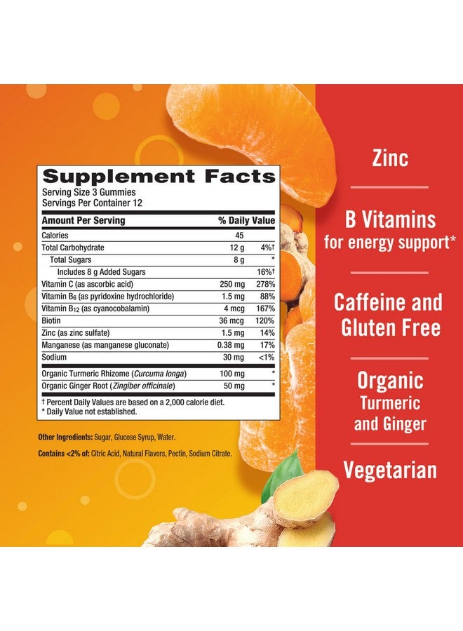 Emergen-C Emergen-C Citrus-Ginger Gummies, Turmeric and Ginger, Immune Support Natural Flavors With High Potency Vitamin C, 36 Count - Image 5