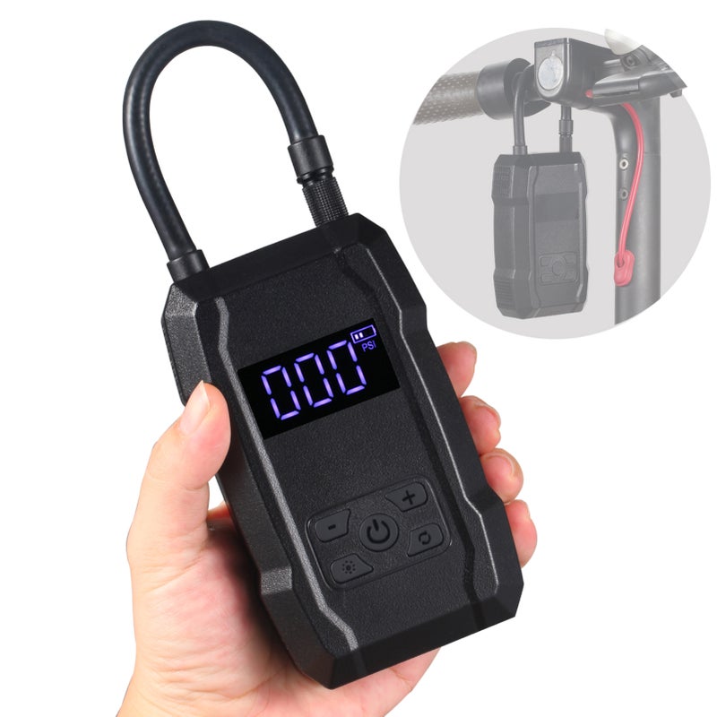 Portable Cordless Tire Inflator LCD Digital 150 PSI Air Compressor 6000mAh Rechargeable Air Pump with Preset Tire Pressure, Auto Stop Function, Emergency LED Light, Built-in Shock Absorber, Dual - Image 5
