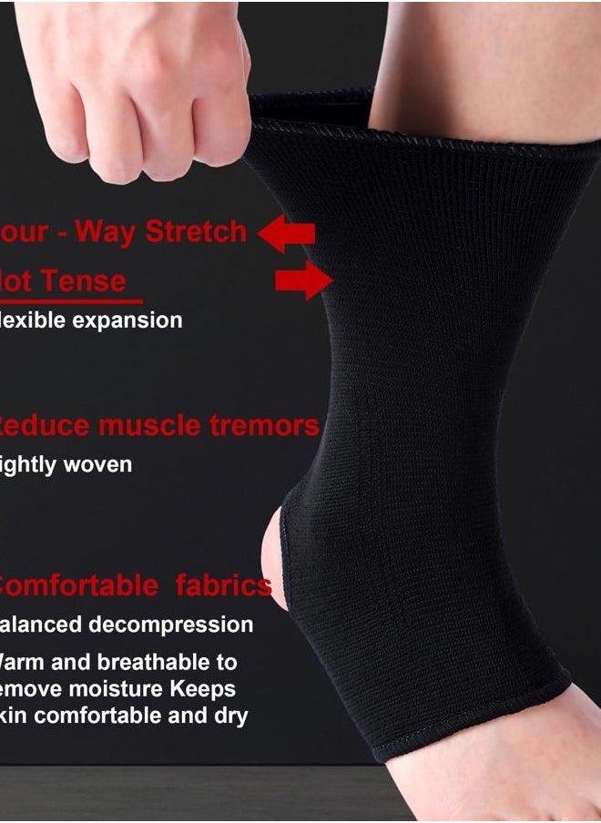 Handepo 4 Pairs Muay Thai Ankle Wraps MMA Compression Foot Sleeve Ankle Braces Sock Support for Men Women Kickboxing Martial Arts Gym Running Sports(Black, Red, Blue, Gray)  - Image 2