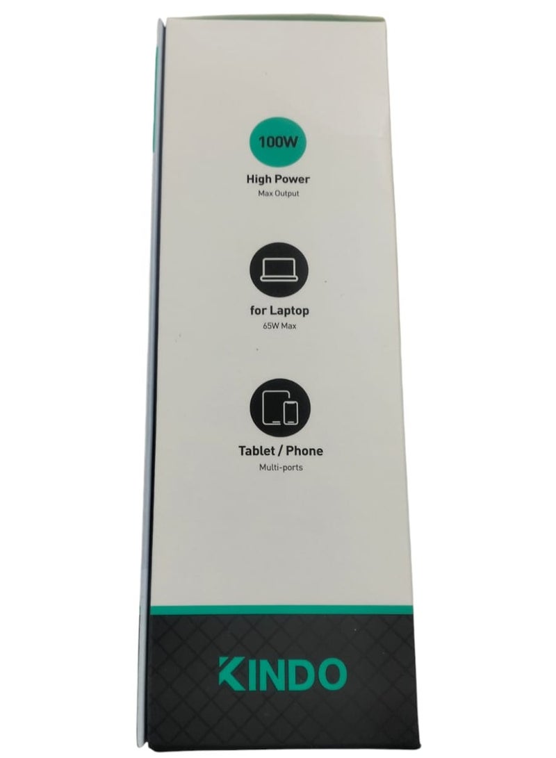 كيندو شاحن حائط عالمي 100 واط (2 منفذ Type-C PD65w/PD20w + USB 3.0) - Image 3