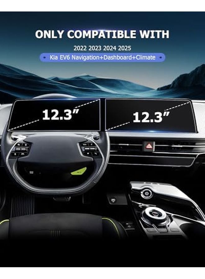 2023 2025 Kia EV6 12.3 Inch Navi Dash Climate Touchscreen Tempered Glass Screen Protector - Image 3