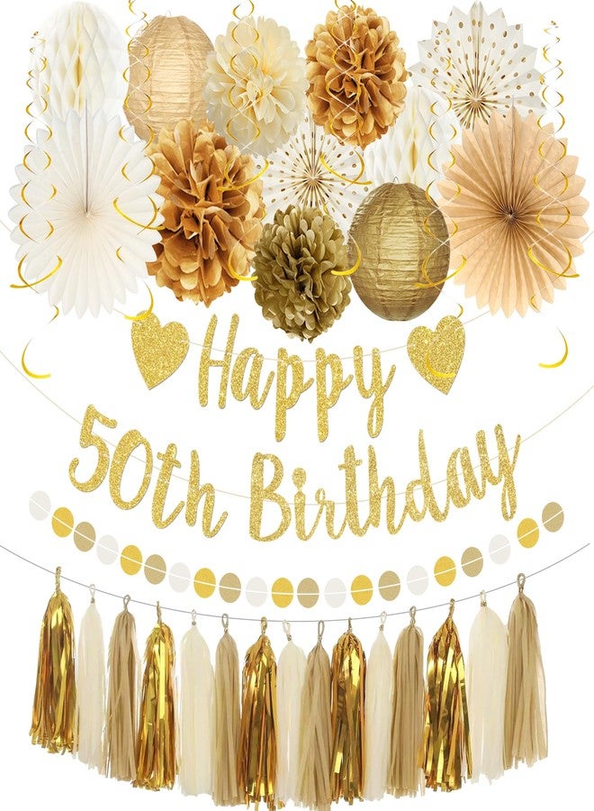 Roetyce Gold Happy 50th Birthday Banner - Image 1