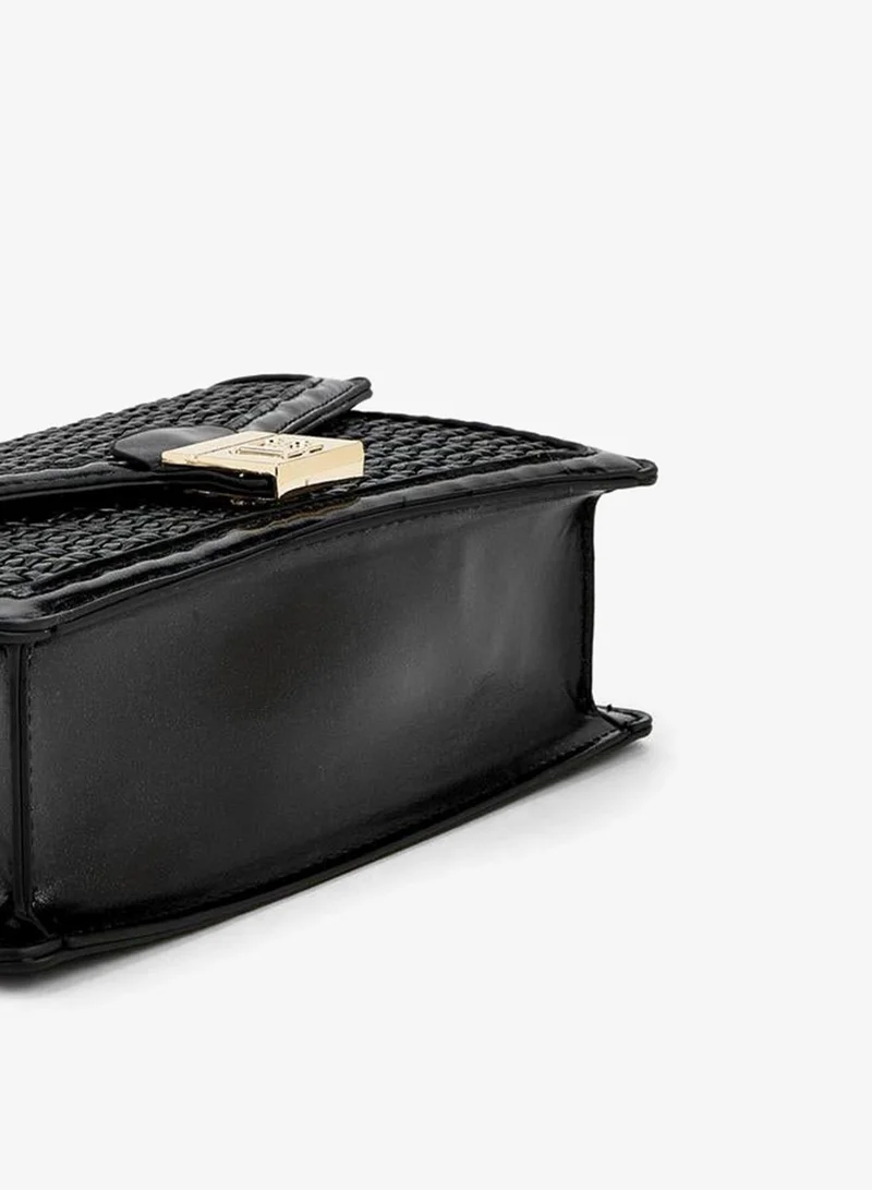 Flora Bella By Shoexpress BLACK Flora Bella Textured Crossbody Bag With Chain Strap for Women | Best Price UAE