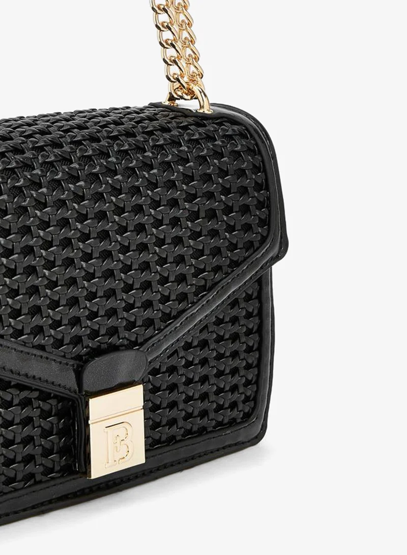 Flora Bella By Shoexpress BLACK Flora Bella Textured Crossbody Bag With Chain Strap for Women | Best Price UAE