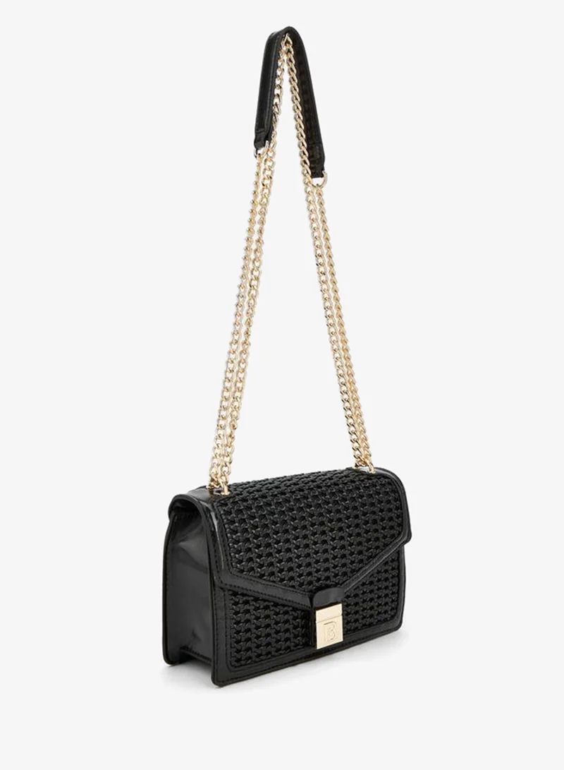 Flora Bella By Shoexpress BLACK Flora Bella Textured Crossbody Bag With Chain Strap for Women | Best Price UAE