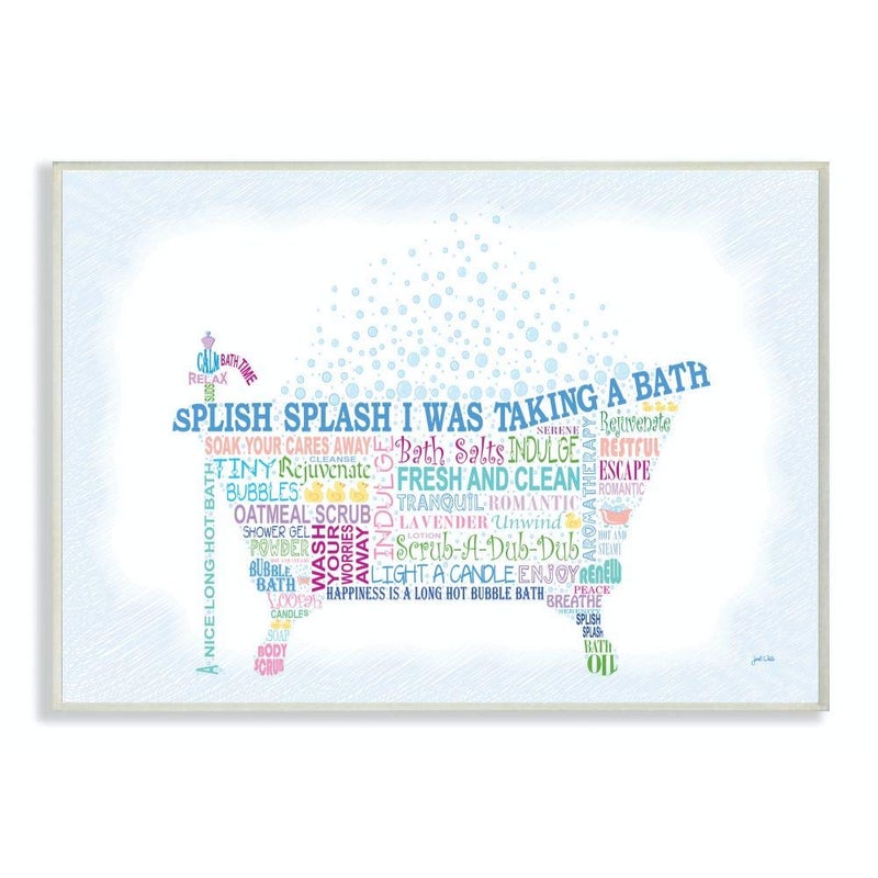 Stupell Home Dcor Splish Splash Typography Bathroom Wall Plaque 10 x 05 x 15 Proudly Made in USA