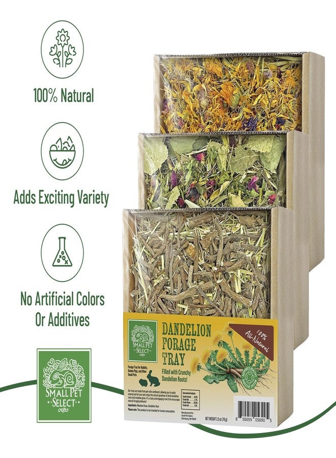 Small Pet Select Forage Tray Bundle, 3 Pack of Foraging Trays for Rabbit, Guinea Pig, Hamster or Bunny - Natural Treats, Dandelion, Flower, Herb Mix 2.5oz Each - Image 3