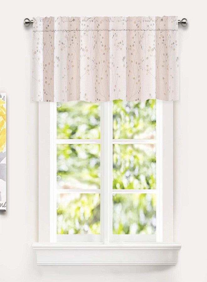 DriftAway Harper Ink Floral Pattern Window Treatment Valance Curtain Living Room Bedroom Dining Room Rod Pocket 52 Inch by 18 Inch Plus 2 Inch Header Watercolor Painting Beige - Image 2