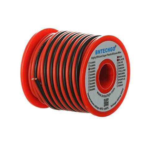 BNTECHGO 16 Gauge Flexible 2 Conductor Parallel Silicone Wire Spool Red Black High Resistant 200 deg C 600V for Single Color LED Strip Extension Cable Cord,Model,25ft Stranded Tinned Copper Wire - Image 1