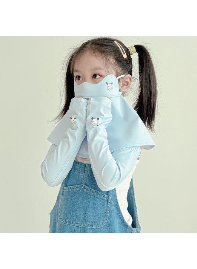 Children's Nylon Sun Protection Mask, Uv Protection, Full Face Neck Protection, Ear Hanging Face Towel, Cartoon Treasure Neck Protection Sun Protection Mask