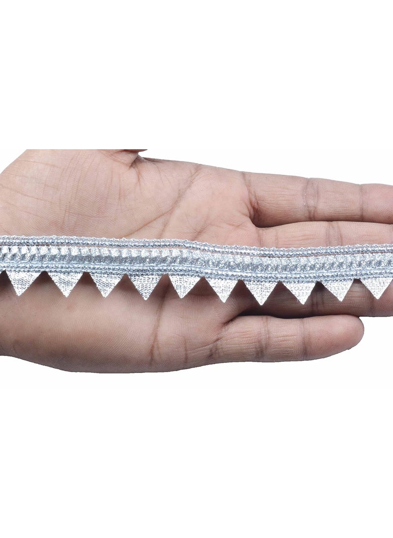 GOELX GOELX Samosa Gota Patti Lace Border For Decorations18 Mtr Width 2 Cm (Silver)  - Image 1