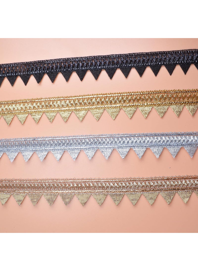 GOELX GOELX Samosa Gota Patti Lace Border For Decorations18 Mtr Width 2 Cm (Silver)  - Image 4