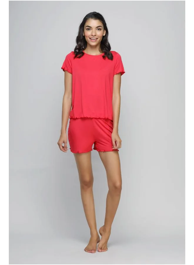 NeceSera Love Red Frill Shorts Set