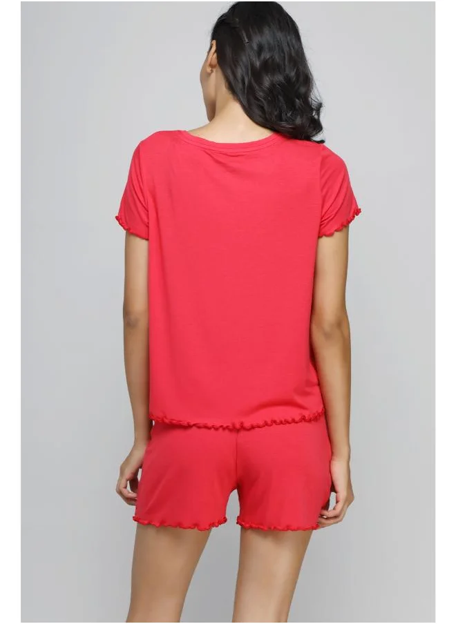 NeceSera Love Red Frill Shorts Set