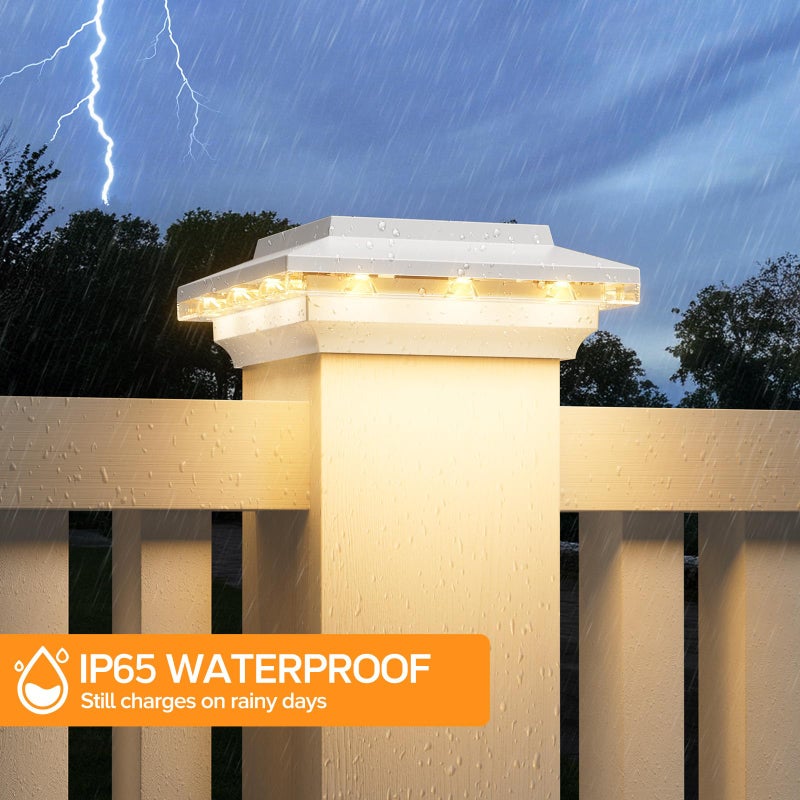 ELECLINK 6 Pack 4x4 Solar Post Cap Lights Upgraded, Brighter and Extended Beam to Light Post Fence Deck with Warm/White Lights, Waterproof Outdoor Posts Solar Lights for Patio Porch Vinyl/Wooden Posts - Image 5