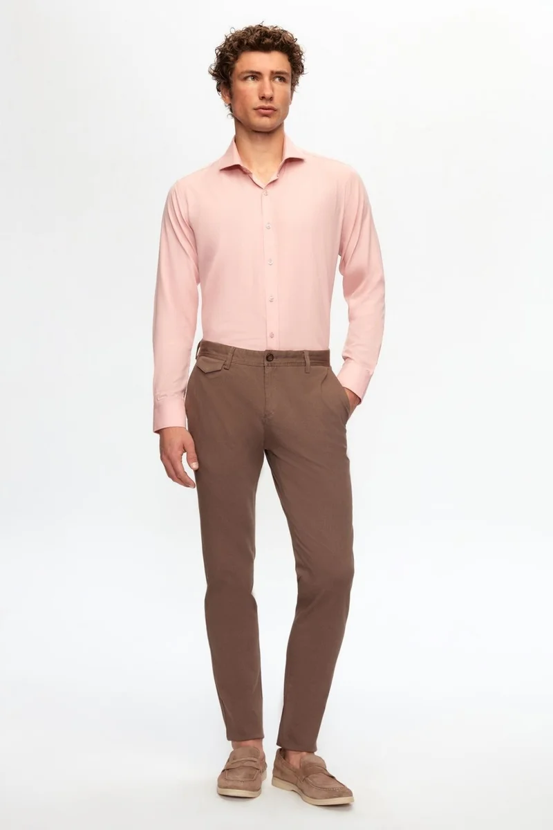 D'S DAMAT Slim Fit Dusty Rose Italian Collar Shirt 2HF02ORT5185
