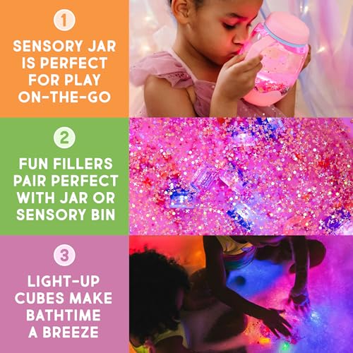 Glo Pals Play Pack Bundle with Sensory Play Jar WaterActivated LightUp Cubes and Fun Fillers Sensory Toys for Toddlers Sensory Toy Kit with Light Up Cubes for Bathtub Abby Cadabby - Image 5