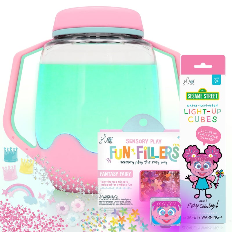Glo Pals Play Pack Bundle with Sensory Play Jar WaterActivated LightUp Cubes and Fun Fillers Sensory Toys for Toddlers Sensory Toy Kit with Light Up Cubes for Bathtub Abby Cadabby - Image 3