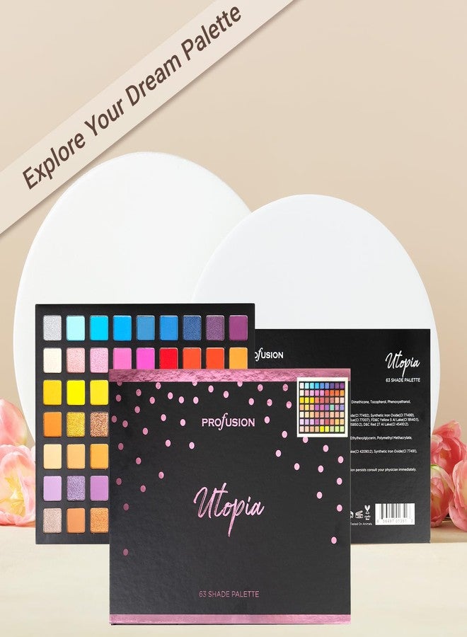 Profusion Cosmetics Profusion Utopia 63-Shade Eyeshadow Palette - Long-Lasting Matte, Shimmer, and Glitter Pressed Pigments for Bold Eyes - Image 4