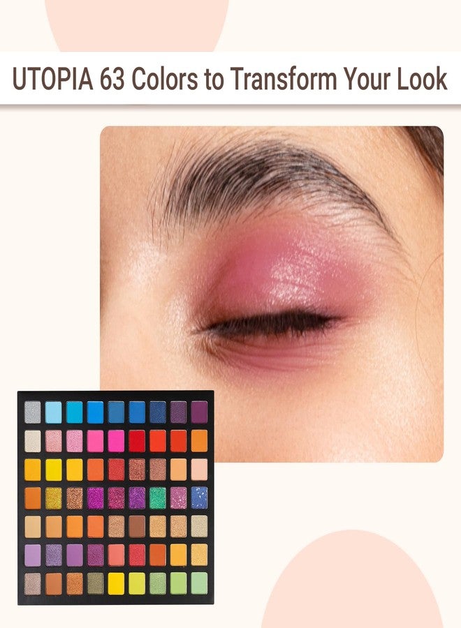 Profusion Cosmetics Profusion Utopia 63-Shade Eyeshadow Palette - Long-Lasting Matte, Shimmer, and Glitter Pressed Pigments for Bold Eyes - Image 5
