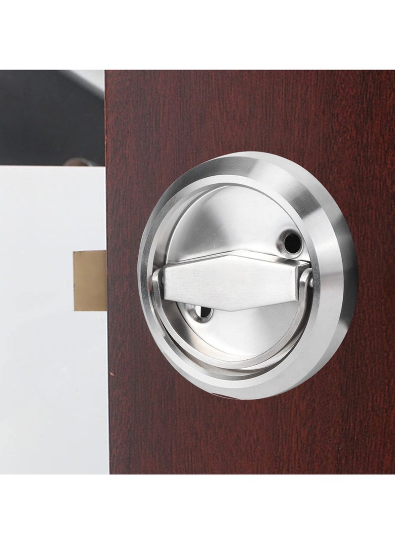 SYOSI SYOSI Security Door Lock, Passage Door Knobs Lockset, Round Pocket Door Lock, Stainless Steel Sliding Door Lock, Invisible Recessed Lock for Bathroom, Bedroom, Storeroom, Privacy door (Silver)  - Image 5