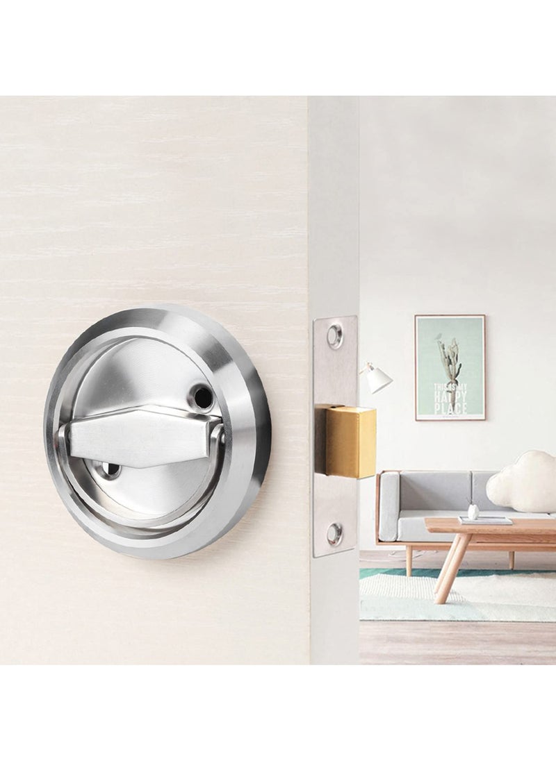 SYOSI SYOSI Security Door Lock, Passage Door Knobs Lockset, Round Pocket Door Lock, Stainless Steel Sliding Door Lock, Invisible Recessed Lock for Bathroom, Bedroom, Storeroom, Privacy door (Silver)  - Image 4