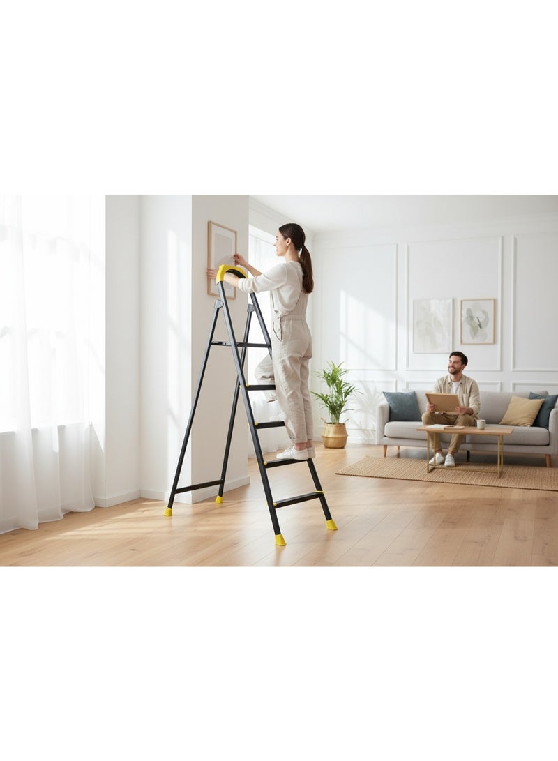 Zigana Folding Ladder 5 Steps, Lightweight Metal, Non-Slip Steps, 150kg Load Capacity, Portable Household & Office Ladder - Image 3