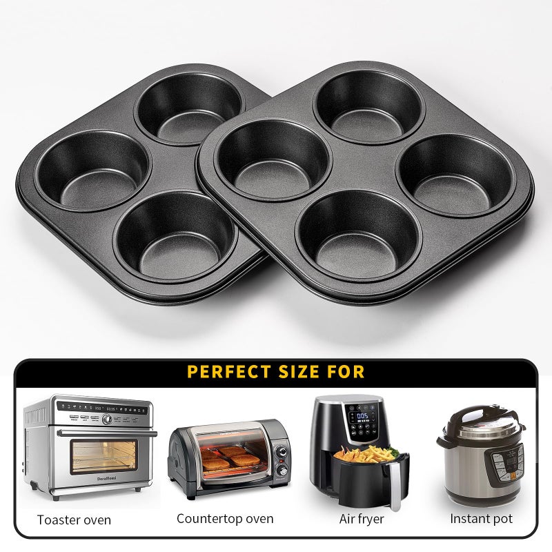 Yomvzake Air Fryer Muffin Pan, 2 Pack Cupcake Molds for Air Fryer Toaster Oven, Nonstick Cupcake Baking Pan for Counter Top Oven Small Oven - Image 3
