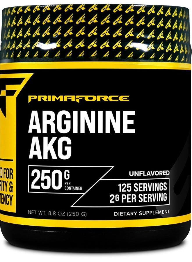Primaforce Aakg Arginine Powder, 250 Grams (L-Arginine And Alpha-Ketoglutarate Acid) Premium Workout Supplement, Non-Gmo, Vegan, Gluten Free - Image 1