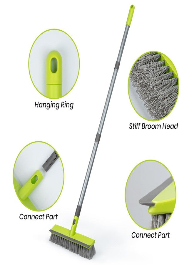 TrueYee Floor Scrub Brush 2 in 1 Scrape and Stiff Bristle Deck Brush for Cleaning Concrete, Patio, Garage, Kitchen, Carpet and Bathroom 57" Long Handle - Image 2