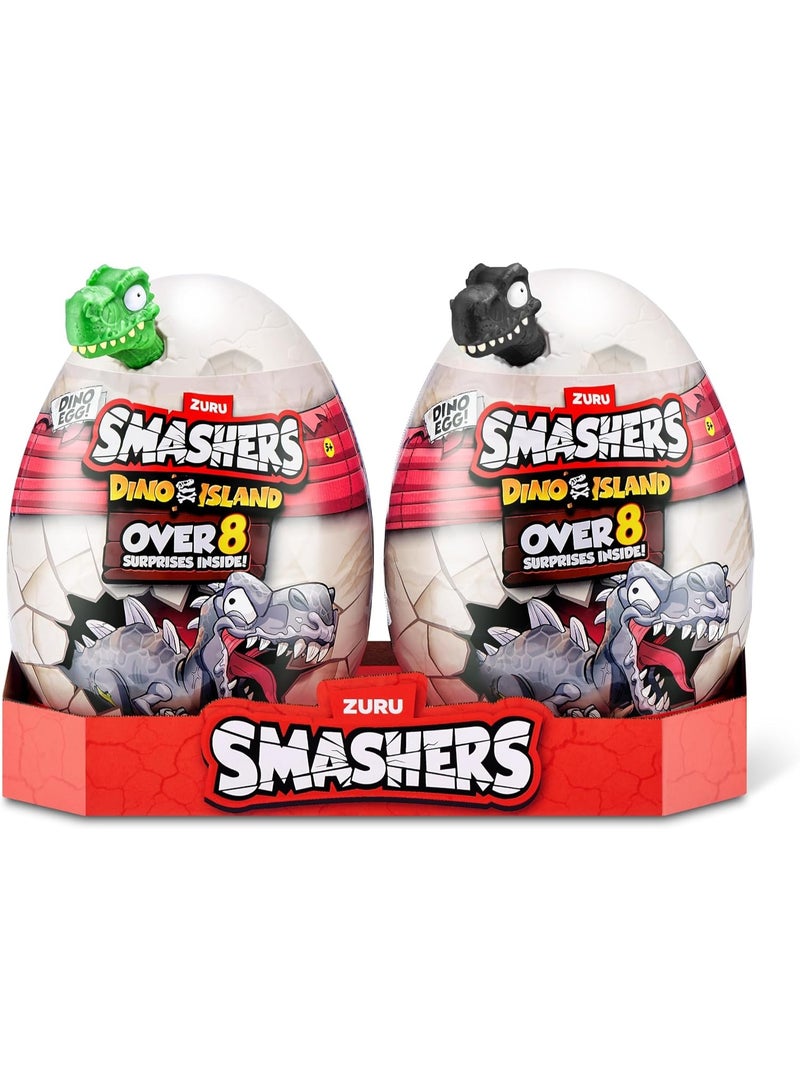 SMASHERS عبوة كومبو دينو ميني من سماشرز مع 8 مفاجآت داخلها، تأتي مع جزيرة الديناصورات وبيضة جراسية مضيئة، شخصيات ديناصور، سلايم، رمل، بيض صغير، ألعاب قابلة للجمع للأطفال لتحطيمها وبنائها - 74110 - Image 1