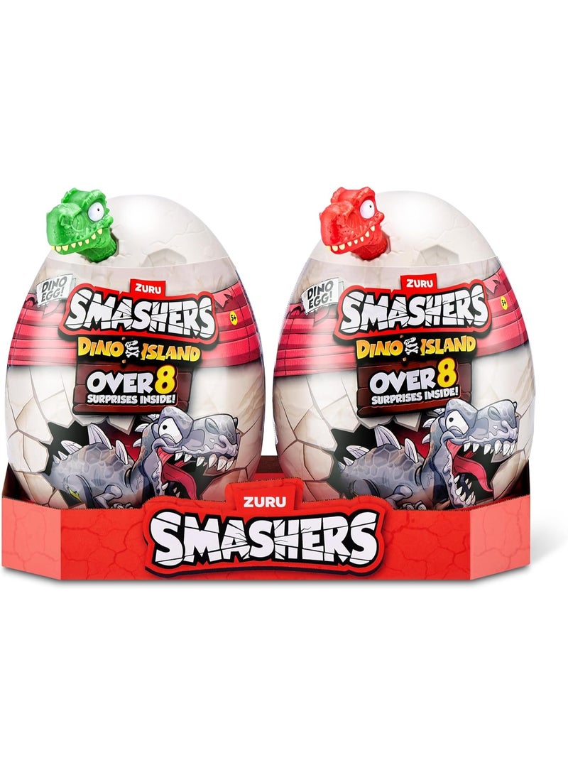 SMASHERS عبوة كومبو دينو ميني من سماشرز مع 8 مفاجآت داخلها، تأتي مع جزيرة الديناصورات وبيضة جراسية مضيئة، شخصيات ديناصور، سلايم، رمل، بيض صغير، ألعاب قابلة للجمع للأطفال لتحطيمها وبنائها - 74110 - Image 4