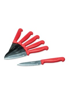 PROFESSIONAL 6-Pieces Steak Knife Set Red and Silver 4.25 Inch 900-4/6R (RED HAND) 