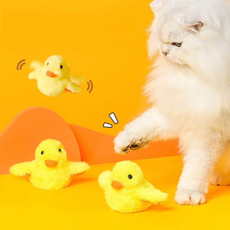 Electric Duckling Cat Toy: 3 Modes - Vibrating Simulated Quack, Soft Simulation Fur USB Rechargeable for Indoor Cats - Image 4