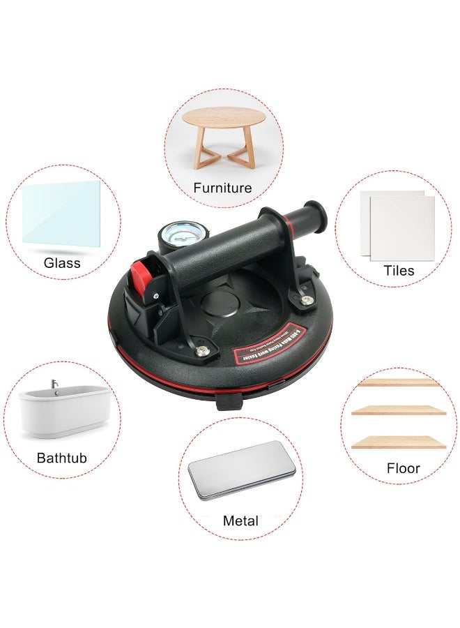 7.8 Inch Vacuum Suction Cup Lifter – Heavy Duty Tile & Glass Handling Tool with Pump-Action Grip, Anti-Slip Rubber Pad, Strong 200mm Suction for Moving Marble, Wood, Windows & Smooth Surfaces - Image 4