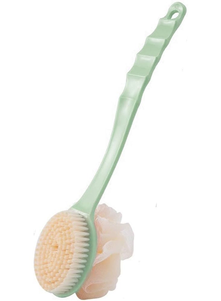 Long-Handle Double-Sided Bath Brush – Gentle Body and Back Cleansing and Soft Exfoliation – Soft Bristles on One Side and Mesh Sponge on the Other – Ideal for Daily Use for Men and Women – Single Piece (Color May Vary) - Image 4