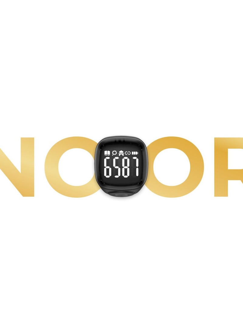 iQIBLA Smart Tasbih Zikr Ring Wide Display 1.5CM Powerful Battery Backup Upto 7 Days OLED Display Noor Smart Ring App Operated Tasbih Counter Prayer Reminder Technology Plastic 18MM Ring Black  - Image 2